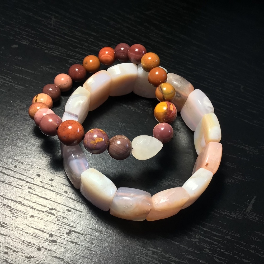 Natural gemstone stretch bead bracelets